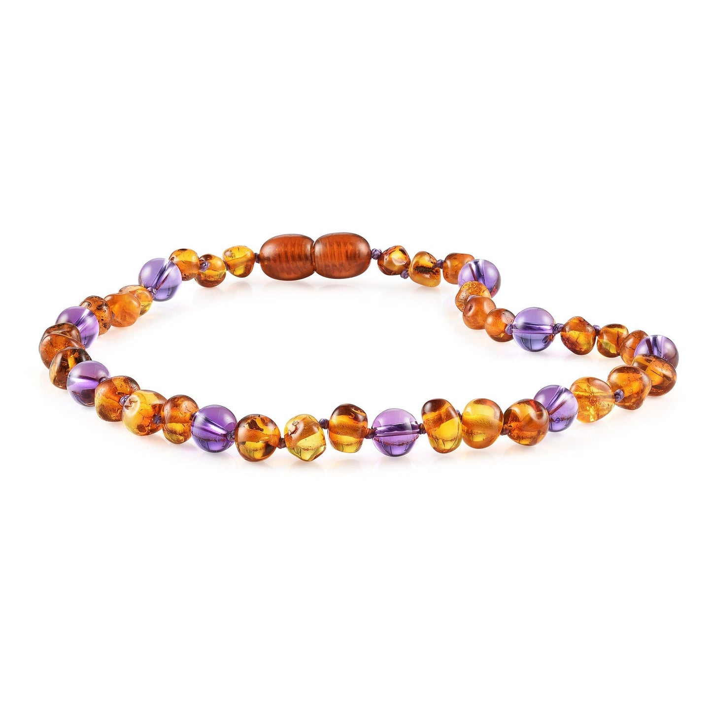 Amethyst + Cognac Amber Necklace - Child