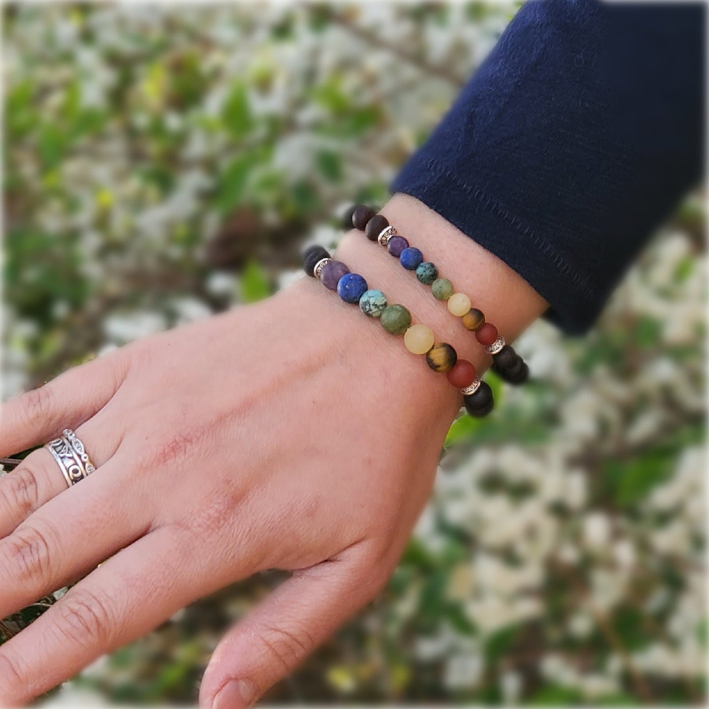 Raw Chakra Gemstones + Raw Cherry Amber Bracelet - Adult
