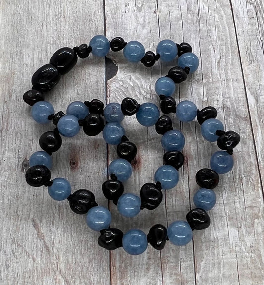 Aquamarine + Cherry Amber Necklace - Child
