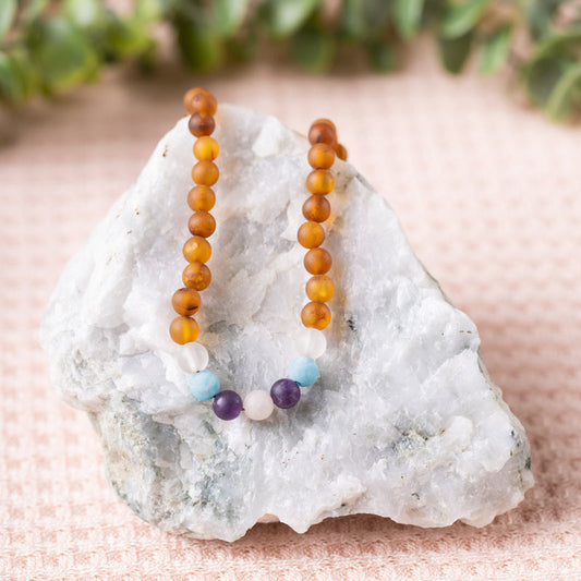 Raw Mermaid Mix + Raw Cognac Amber Necklace - Adult