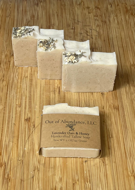 Oats & Honey w/Lavender 100% Grass-Fed Tallow Soap Bar - Handcrafted