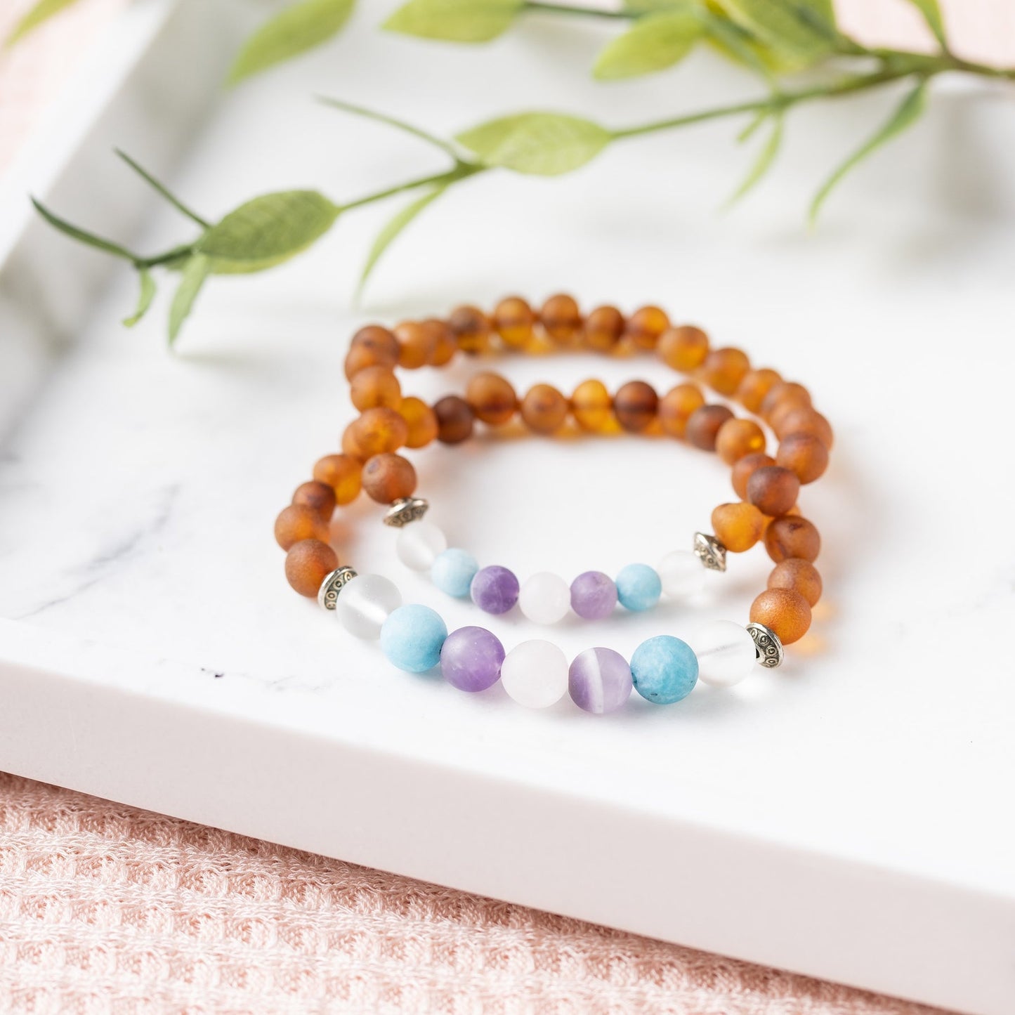 Raw Mermaid Mix + Raw Cognac Amber Bracelet - Adult