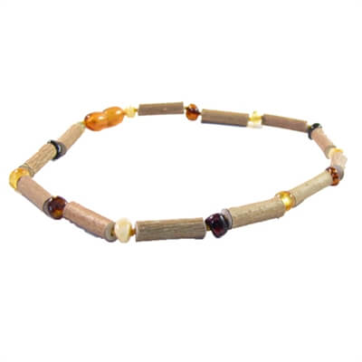 Mixed Baltic Amber + Hazelwood Necklace - Adult