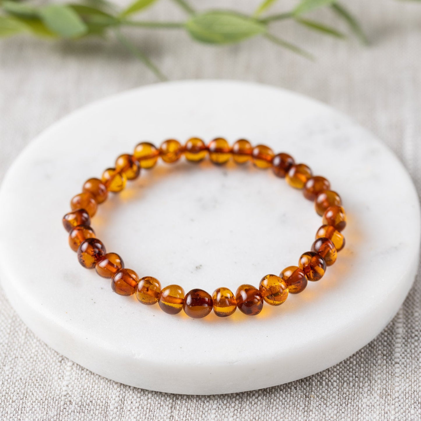 Dark Cognac Baltic Amber Bracelet - Adult