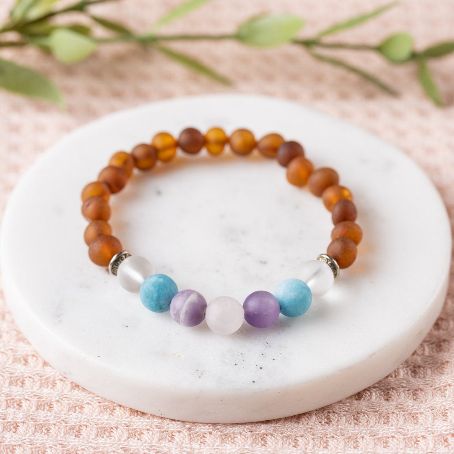 Raw Mermaid Mix + Raw Cognac Amber Bracelet - Adult