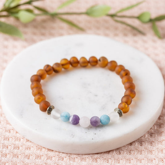 Raw Mermaid Mix + Raw Cognac Amber Bracelet - Adult