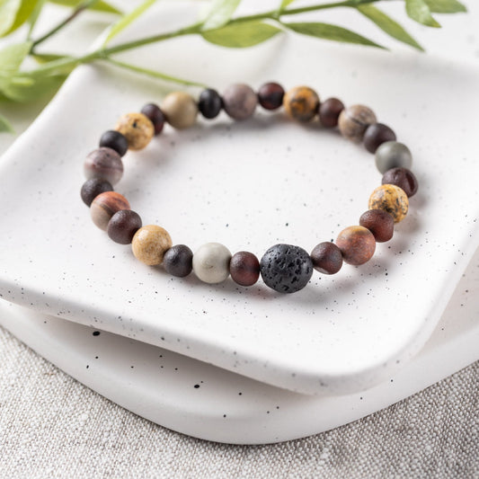 Raw Jasper + Raw Cherry Aromatherapy Bracelet - Adult